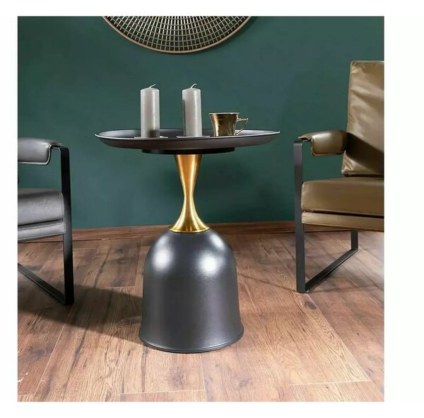 Masuta cafea LIBRA, negru/auriu, metal, 51x61 cm