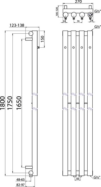 Sapho Pilon calorifer de baie decorativ 180x27 cm crom IZ120T