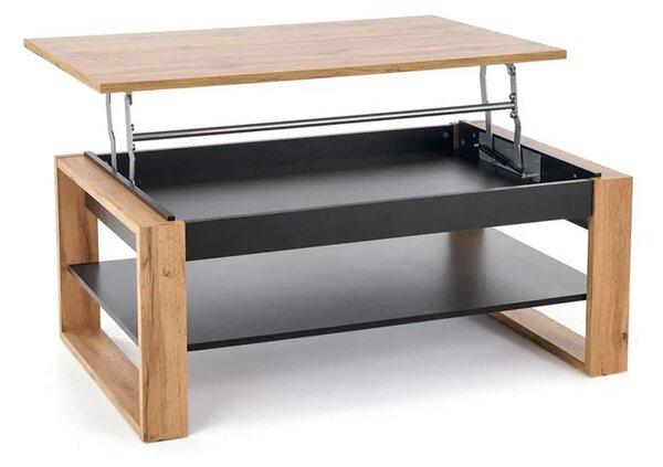 Masuta cafea BETTY, stejar artisan/negru, PAL laminat, 120x65/92x50/72