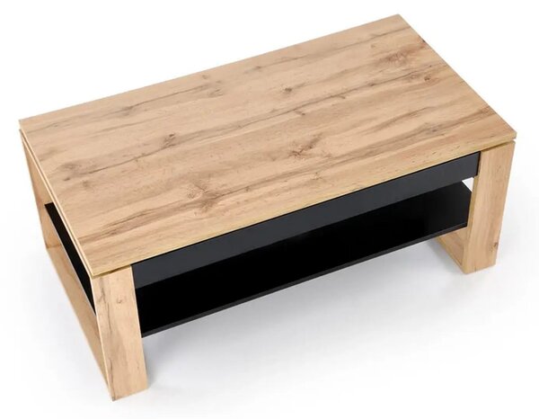 Masuta cafea BETTY, stejar artisan/negru, PAL laminat, 120x65/92x50/72