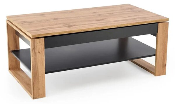 Masuta cafea BETTY, stejar artisan/negru, PAL laminat, 120x65/92x50/72