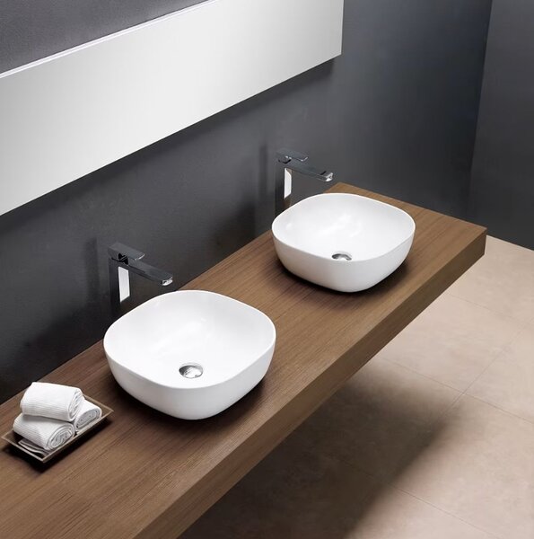Kronenbach Cube lavoar 38.5x38.5 cm pătrat de blat alb luciu KB144380CU