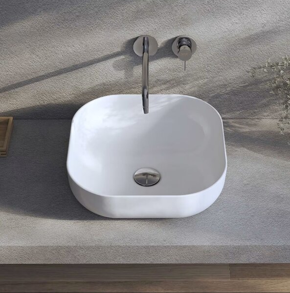 Kronenbach Cube lavoar 38.5x38.5 cm pătrat de blat alb luciu KB144380CU
