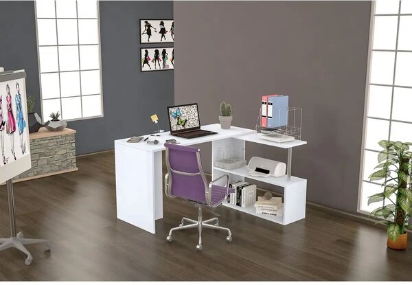 Birou din pal, Oscar Homs, alb, 130 x 45 x 72 cm, 80 x 20 x 72 cm