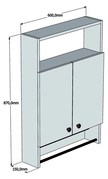 Dulap cu portprosop pentru baie, Ada Homs, nuc, 87 x 60 x 15 cm, PAL