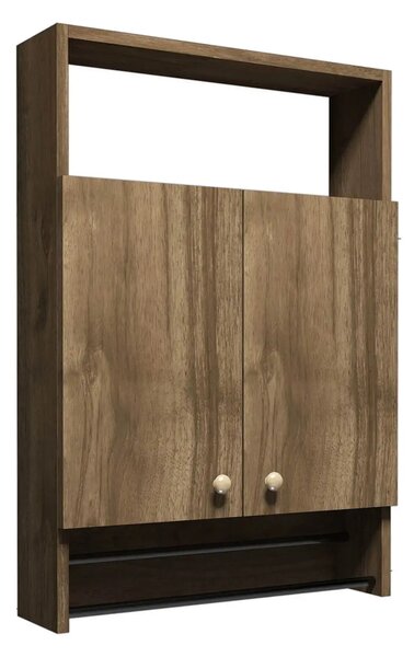 Dulap cu portprosop pentru baie, Ada Homs, nuc, 87 x 60 x 15 cm, PAL