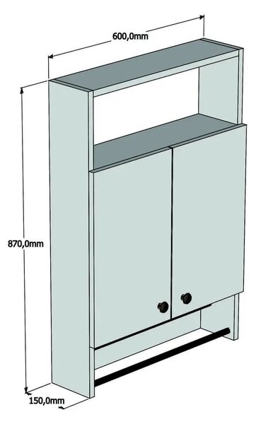 Dulap cu portprosop pentru baie, Ada Homs, alb, 87 x 60 x 15 cm, PAL