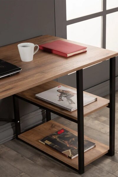 Birou cu rafturi metal Colbin Homs, 120x70x60 cm