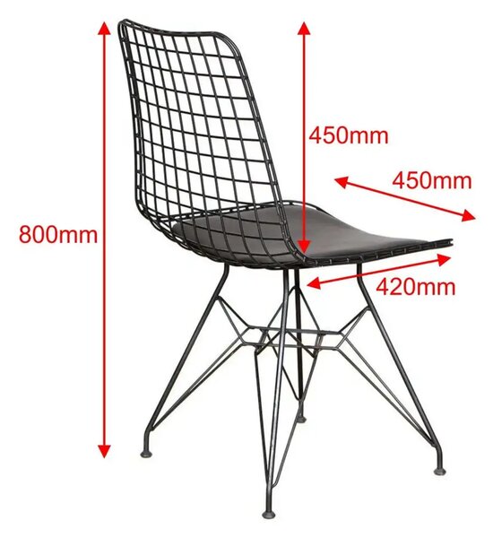 Scaun metal, Dining Homs, negru 80 x 42 x 45 cm