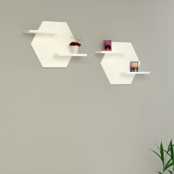 Set 2 etajere Selin Homs, 40 x 40 x 12 cm, alb