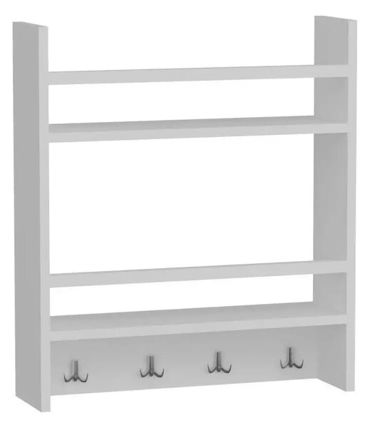 Etajera functionala cu agatatori Harley Homs, 53.6 x 60 x 14.5 cm, alb