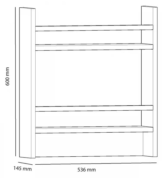 Etajera functionala cu agatatori Harley Homs, 53.6 x 60 x 14.5 cm, alb