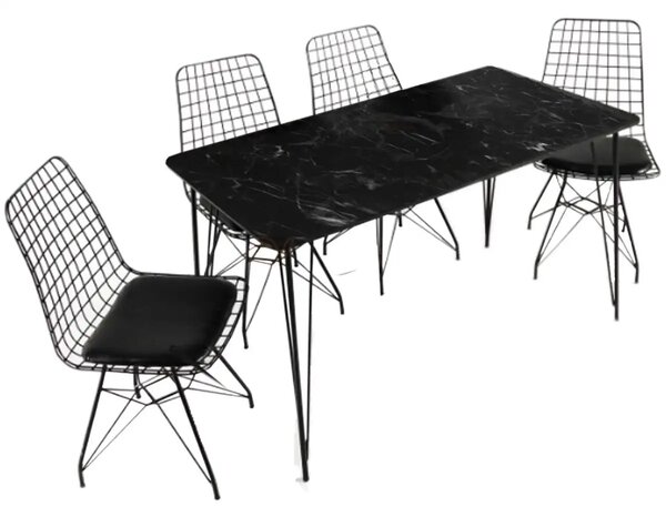 Resigilat:Masa bucatarie aspect marmura, Bety Homs 70 x 110 cm, negru
