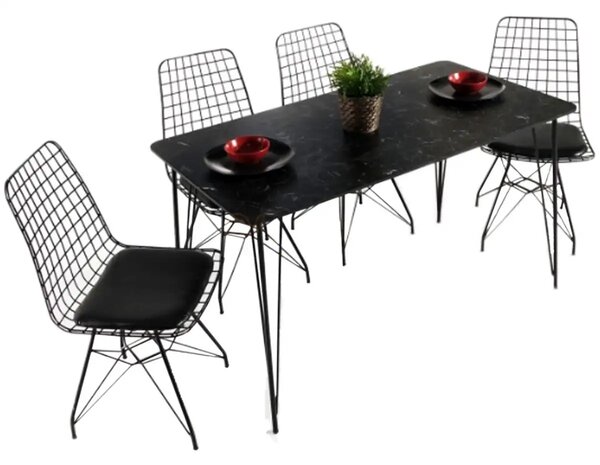 Resigilat:Masa bucatarie aspect marmura, Bety Homs 70 x 110 cm, negru