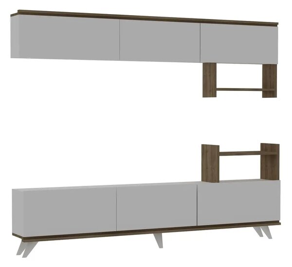 Ansamblu mobilier 2 piese living, Nocce Homs, 180.4 x 33.1 x 72 cm, alb/nuc
