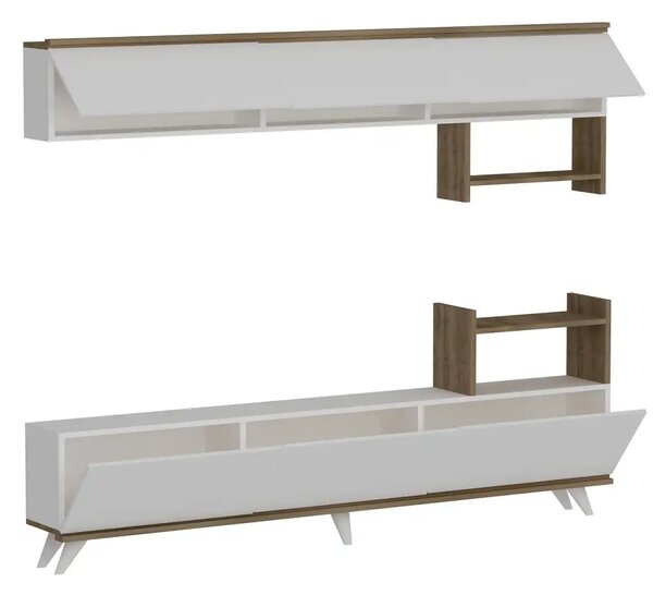 Ansamblu mobilier 2 piese living, Nocce Homs, 180.4 x 33.1 x 72 cm, alb/nuc