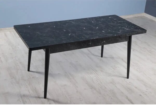Resigilat:Masa extensibila Dining Homs marmorat negru 170 x 80 cm