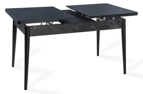 Set masa extensibila cu 4 scaune tapitate Homs marmorat negru 170 x 80 cm