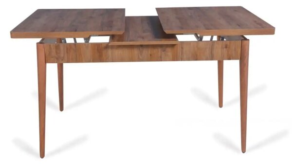 Set masa extensibila cu 6 scaune tapitate Homs nuc-gri 170 x 80 cm
