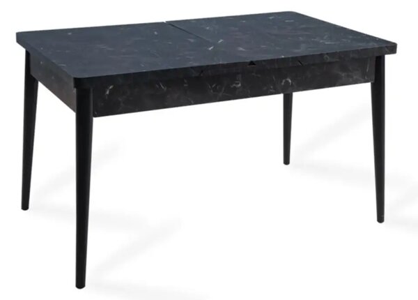 Set masa extensibila cu 4 scaune tapitate Homs marmorat negru 170 x 80 cm