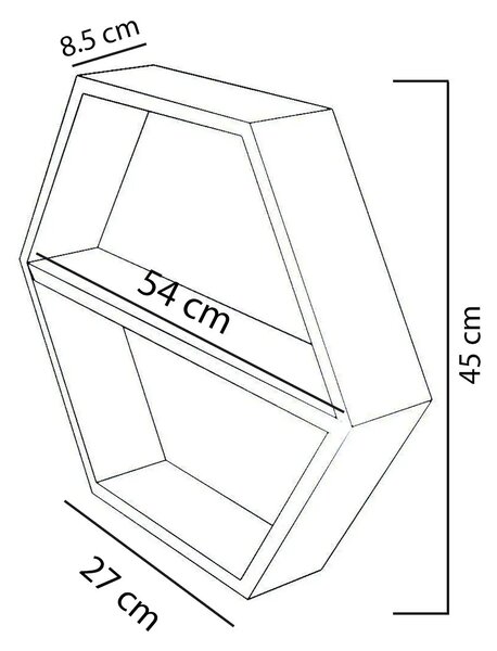 Raft de perete din lemn Hexagonal Homs, maro