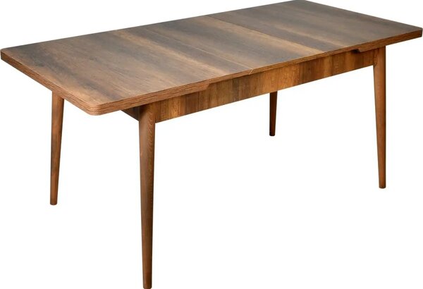 Set masa extensibila cu 4 scaune tapitate Homs nuc/bej 110 x 70 cm picioare lemn  