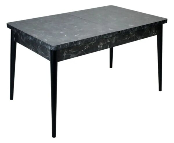 Set masa extensibila cu 6 scaune tapitate Homs cristal negru-gri 170 x 80 cm