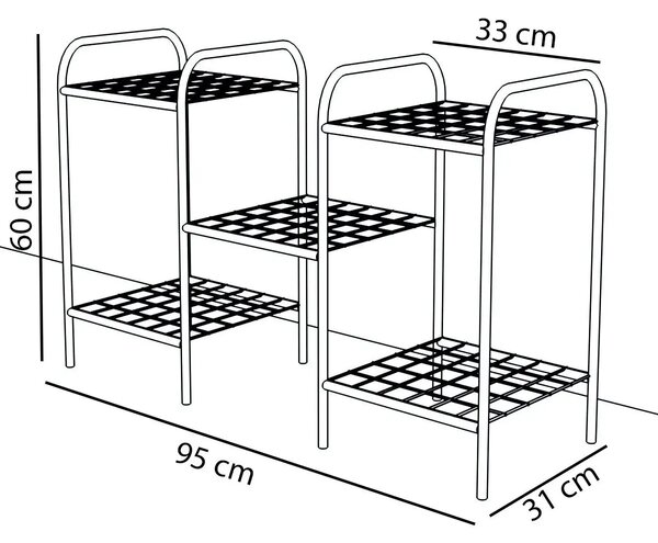 Etajera metal pentru flori 5 rafturi Decor Homs 95 x 60 x 31 cm, negru