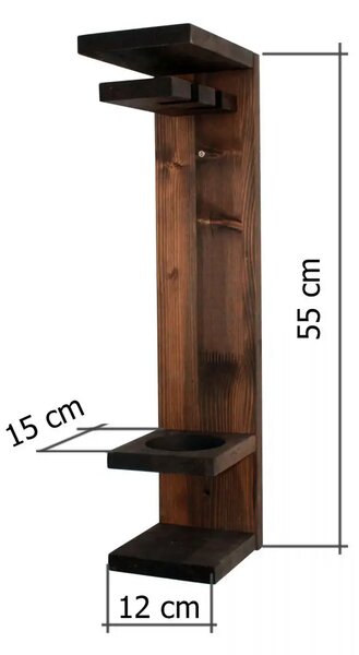 Suport sticla vin din lemn 1001 Homs 12 x 55 x 15 cm, Maro