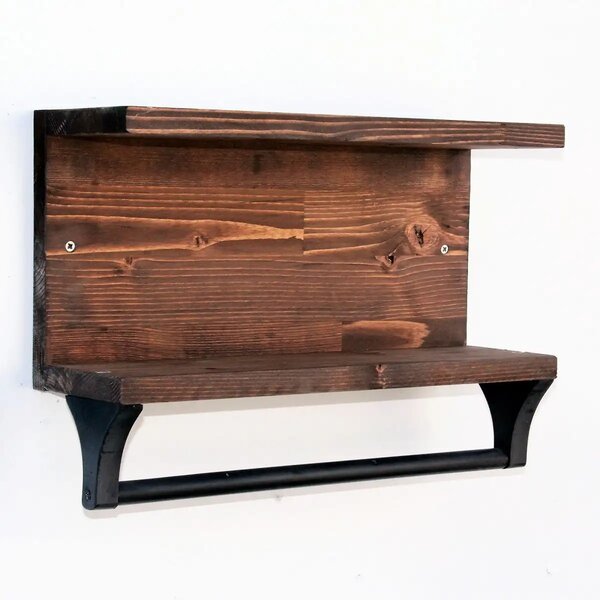 Suport prosop din lemn cod 1004 Homs 40 x 11 x 20 cm, Maro rustic