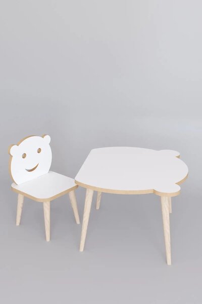 Set masa + 1 scaun copii – PAL alb, Panda