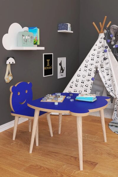Set masa+ 1 scaun pentru copii Panda Homs, Albastru