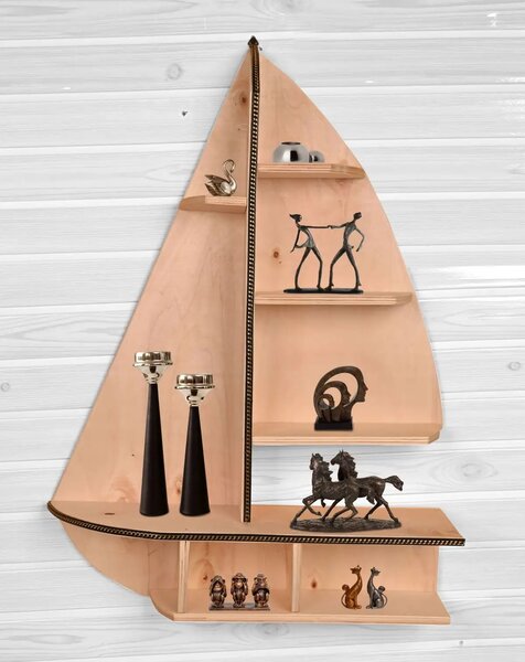 Raft de perete 72×52×18 cm – lemn stratificat nuc, Sailor