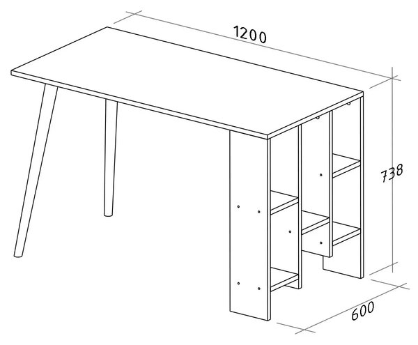 Birou cu rafturi Vitto Homs stejar-alb 120 x 60 x 73.8 cm