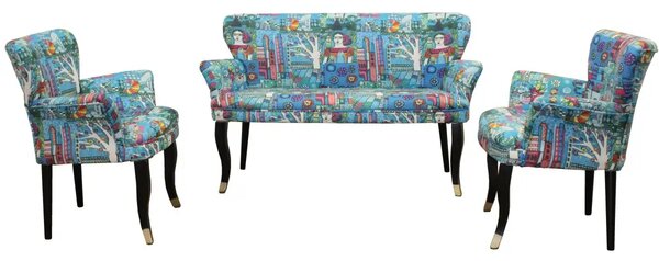 Set canapea cocktail Relax Homs textil albastru
