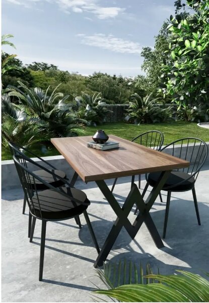 Set Masa cu 4 Scaune Bucatarie, Nuc,120x80x75 cm, 30411SET