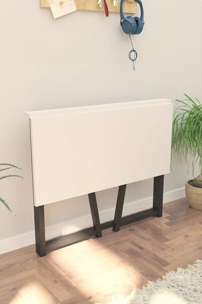 Birou pliabil cu cadru metalic Util Homs 80 x 50 x 75 cm,Alb-negru
