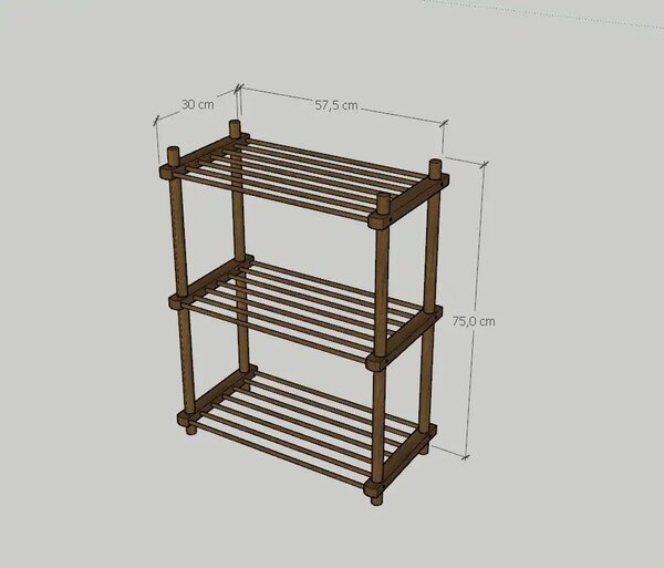 Pantofar cu 3 rafturi Homs, natur, 75 X 57.5 X 30 cm