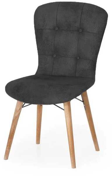 Scaun living tapitat negru-nuc Beluga Homs