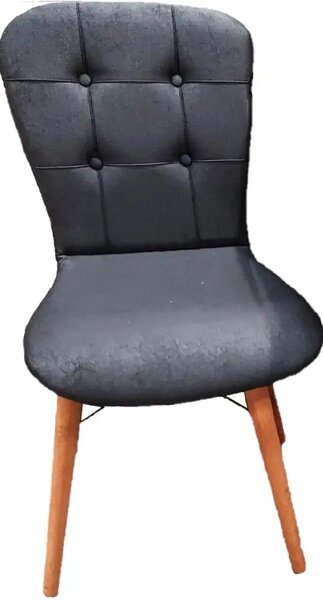 Scaun living tapitat negru-nuc Beluga Homs