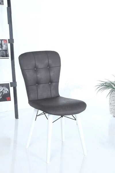 Set masa extensibila cu 6 scaune tapitate Homs marmorat alb 250-30650 bej- negru 170 x 80 cm