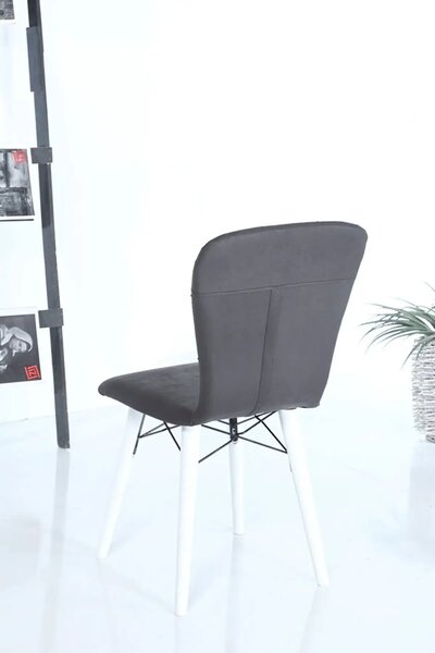 Set masa extensibila cu 6 scaune tapitate Homs marmorat alb 250-30650 bej- negru 170 x 80 cm