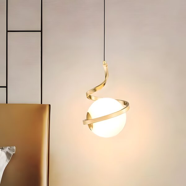 SFERĂ DE STICLĂ SPIRALĂ LAMPĂ SUSPENDATĂ APP1733-1CP AUR