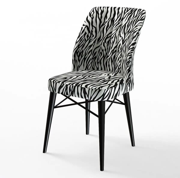 Set masa extensibila cu 6 scaune tapitate Homs zebra 250-300355,170 x 80 cm
