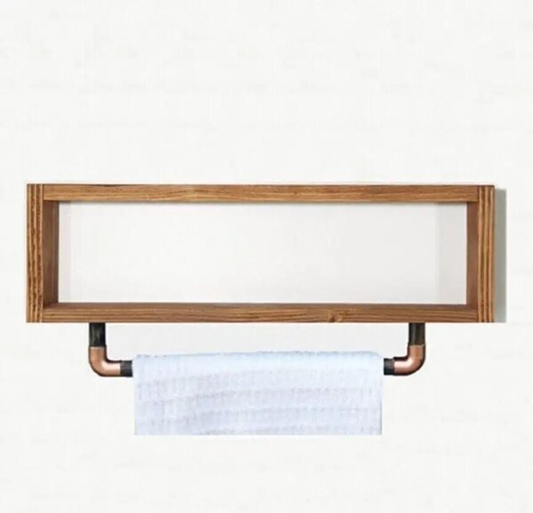 Suport prosop din lemn-metal Industrial Homs,seria wood 48x10 x 25 cm,700165