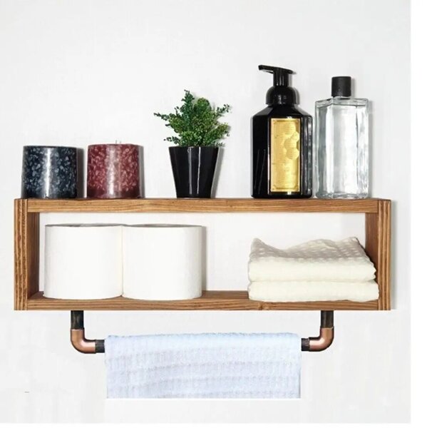Suport prosop din lemn-metal Industrial Homs,seria wood 48x10 x 25 cm,700165