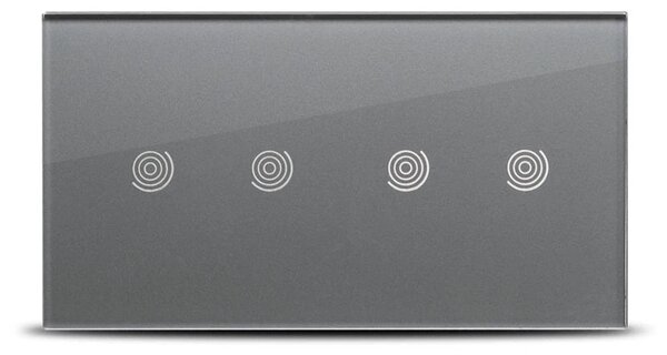Panou sticlă dublu Pulsar Touch NS 2T+2T gri 4mm pentru întrerupătoare smart, design modern securizat, ideal pentru control iluminat 4 zone