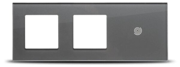 Ramă triplă Pulsar Touch NS din sticlă securizată 4mm, finisaj gri, design modern pentru 2 prize și 1 întrerupător touch, instalare încastrată