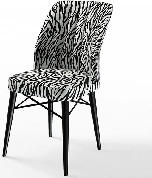 Set masa extensibila cu 6 scaune tapitate Homs ,masa m bej,zebra 250-30600,170 x 80 cm