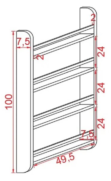 Raft organizator din lemn pentru carti si caiete, Ori Homs,seria A-620, 100 x 49 x7.5 cm,30021